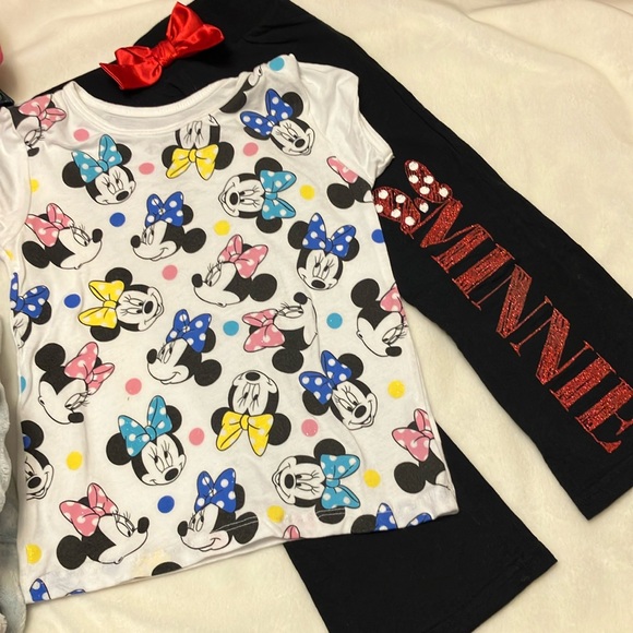 Disney Minnie Mouse Bundle Tee & sweatpants Minnie down leg - Picture 1 of 6